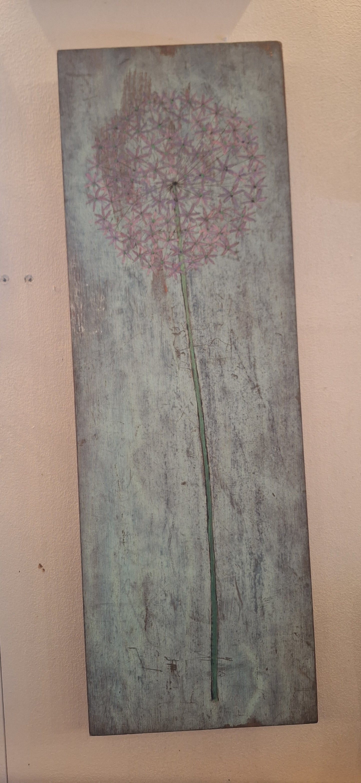 Allium on verdigris backround