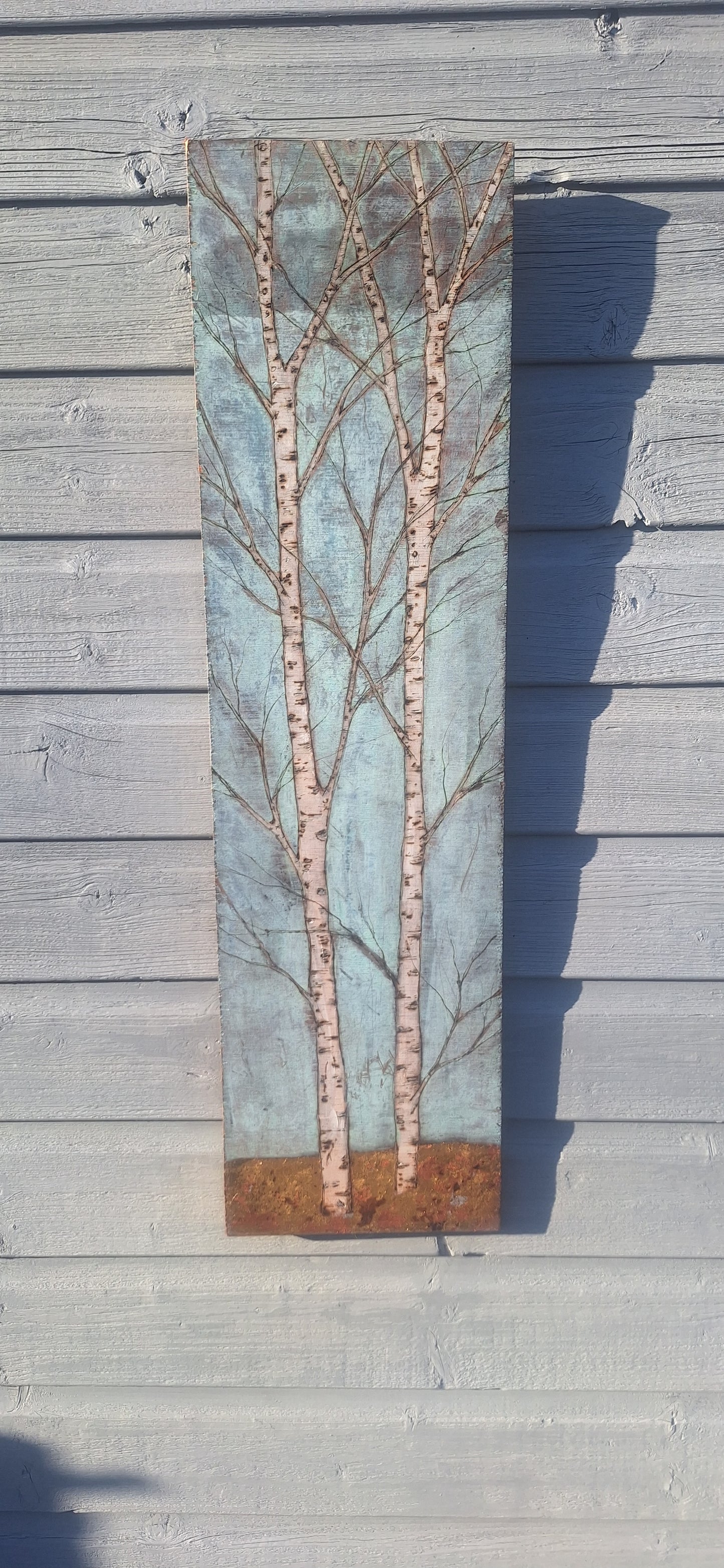 Verdigris Silver birch trees with gilded foreground