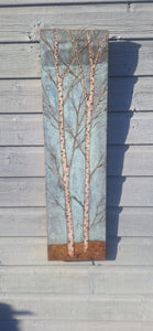 Verdigris Silver birch trees with gilded foreground