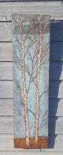 Load image into Gallery viewer, Verdigris Silver birch trees with gilded foreground
