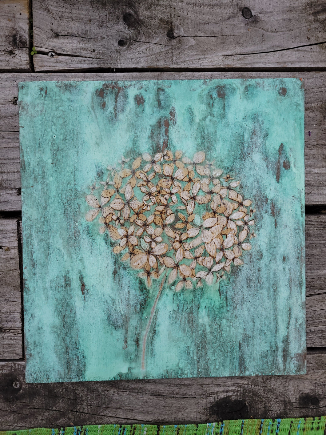 Hydrangea Copper Patina and White
