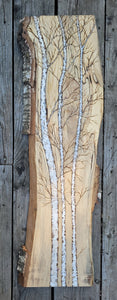 Tall 3 birches on a Birch Plank