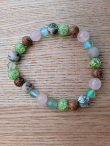 Green Rose and Sandalwood bracelet