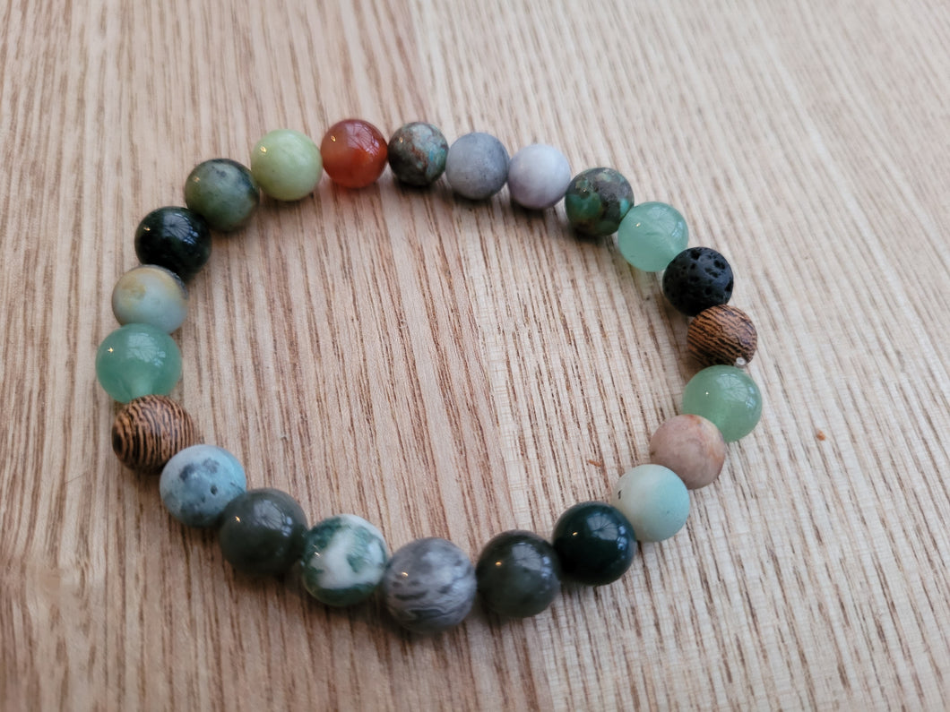 Green and Grey Gemstone  Bracelet