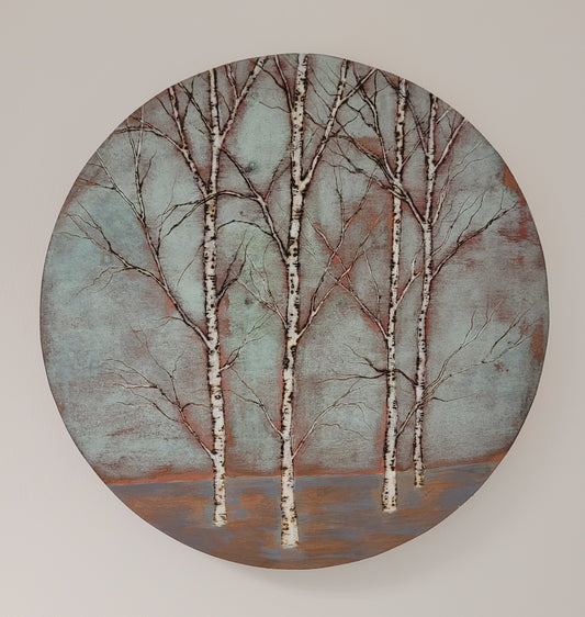 Round, Grey and Copper Verdigris