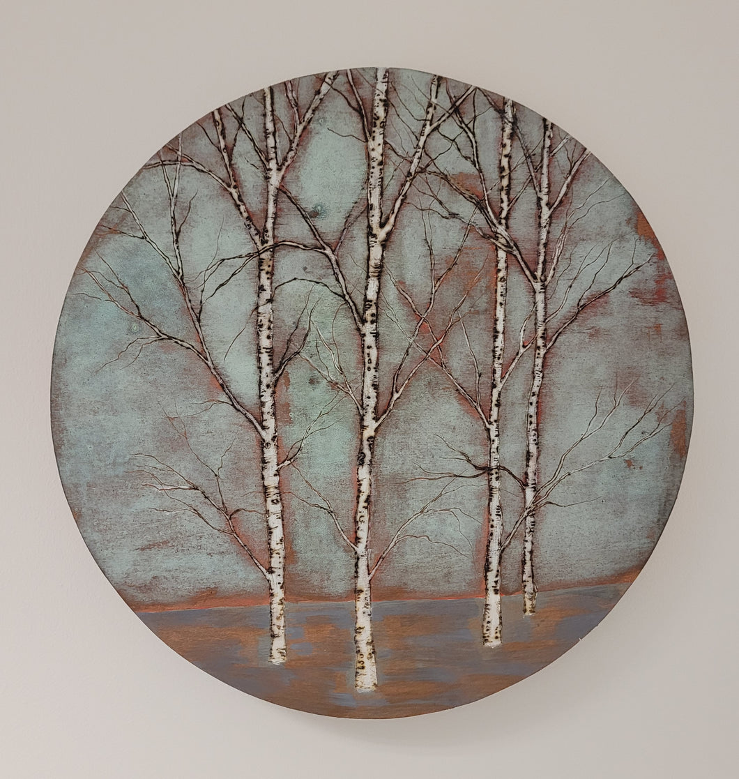 Round, Grey and Copper Verdigris